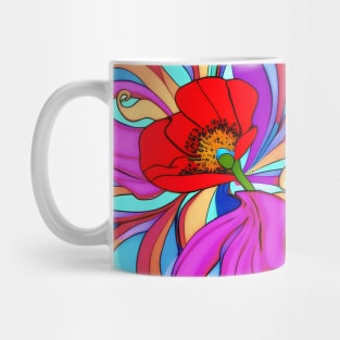 70s Style Red Poppy Flower Digital Abstract (MD23Mrl019) Mug